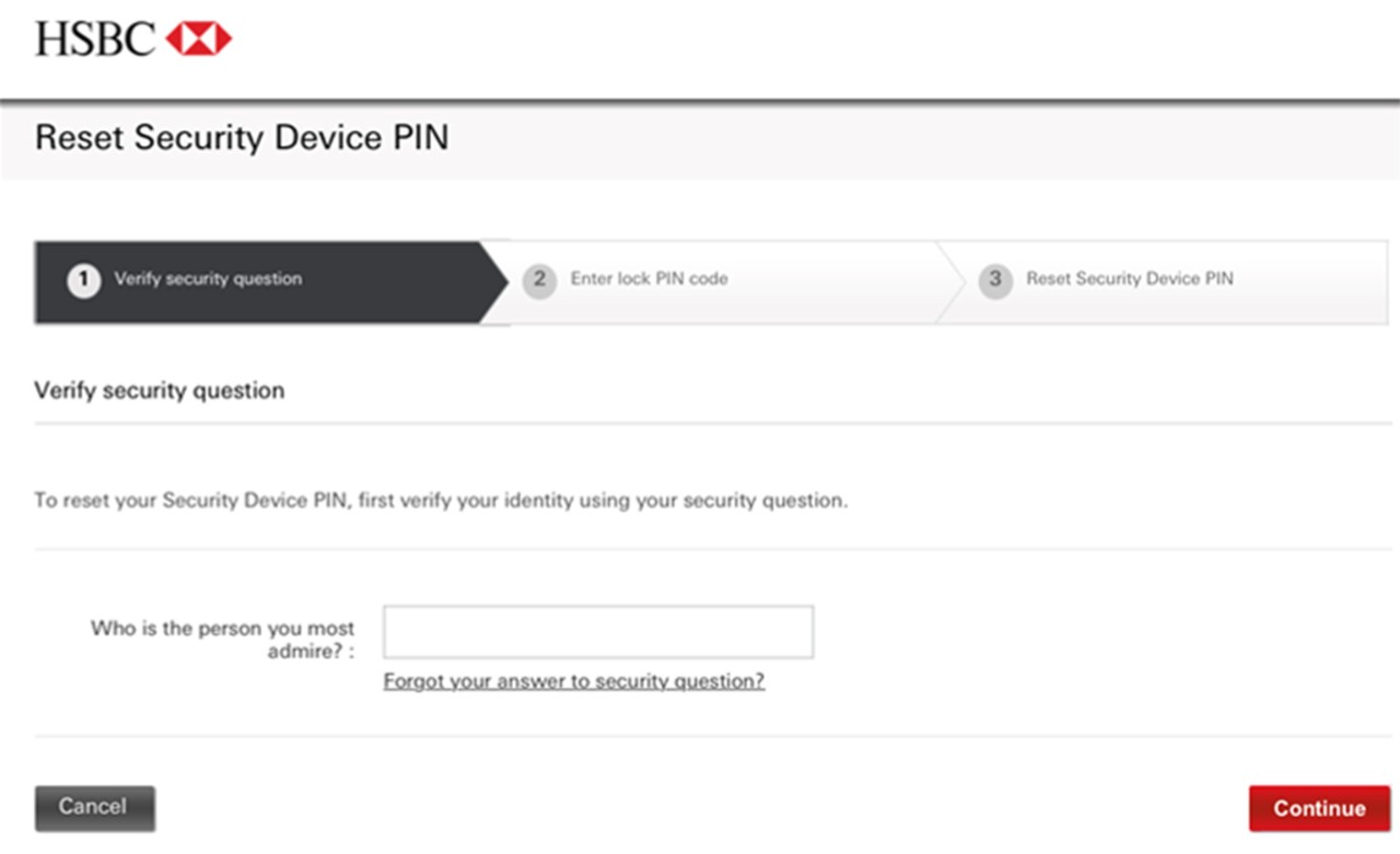 reset security device PIN