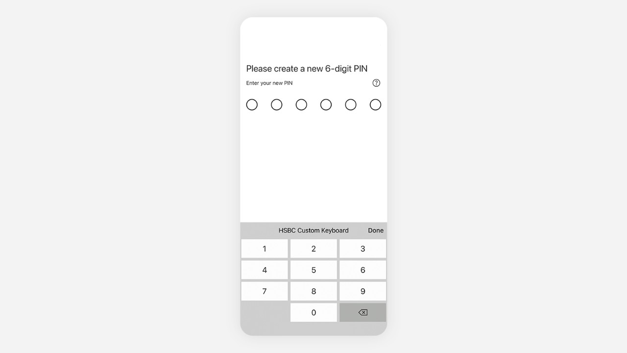 hsbc mobile app set pin interface